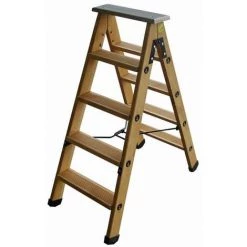 Outifrance Escabeau Double Plans Compas Rigide 7 Marche + Tablette